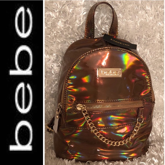 ? bebe “Gina” Metallic Gold Hologram Backpack main image 14